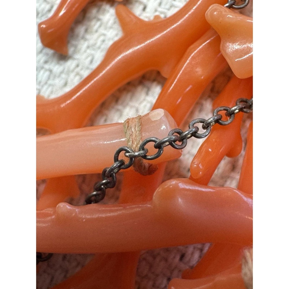 Chan Luu Salmon Branch Coral 925 Sterling Statement Bib Necklace 16in - Picture 14 of 16
